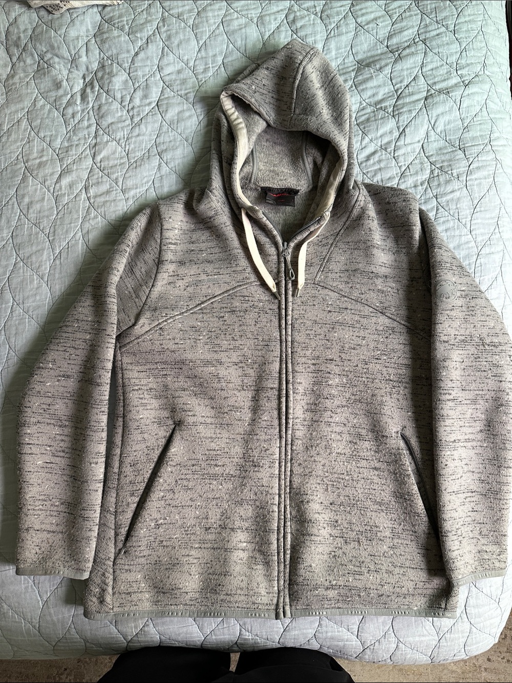 Mammut women's Heathered Light Gray Full-Zip Hooded Sweater